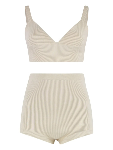 Red Valentino Ribbed Knit Underwear Set - Neutrals 