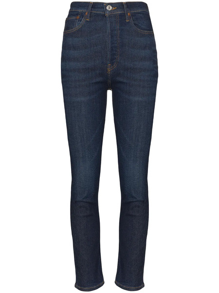  Re/done Cropped High-rise Skinny Jeans - Blue 
