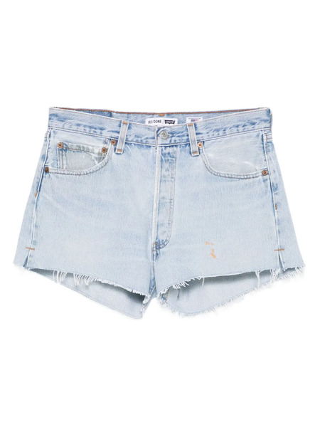  Re/done Frayed-edges Denim Shorts - Blue 