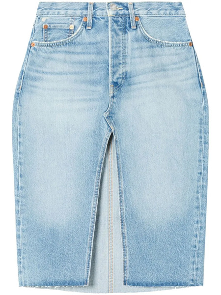  Re/done Organic Cotton Midi Denim Skirt - Blue 