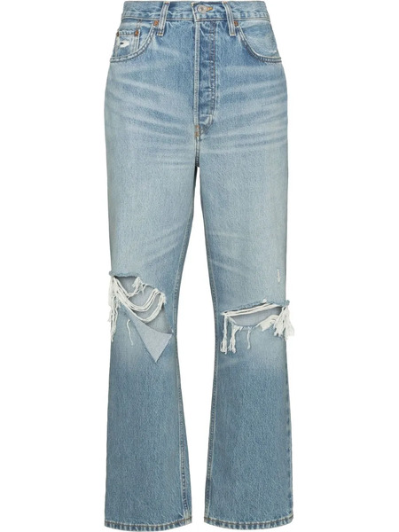  Re/done Ripped Straight-leg Jeans - Blue 