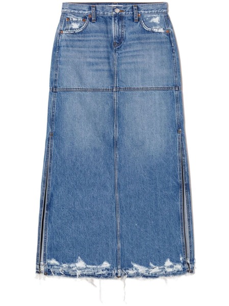  Re/done Split Mid-rise Denim Skirt - Blue 