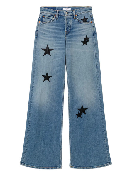  Re/done Star-details Wide-leg Jeans - Blue 