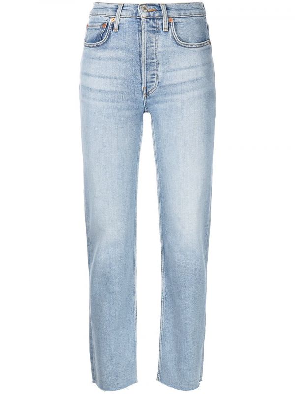  Re/done Stove Pipe High-rise Straight Jeans - Blue 