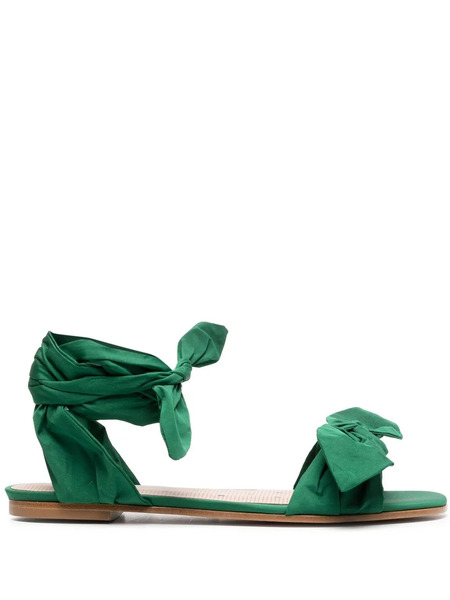  Red(v) Bow-detail Flat Sandals - Green 