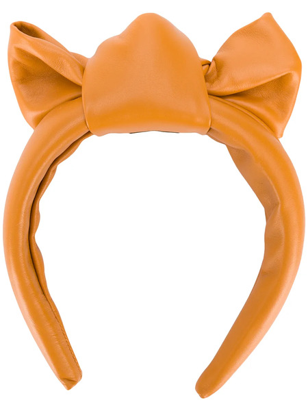  Red(v) Bow-detail Leather Headband - Brown 