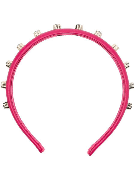  Red(v) Crystal-embellished Leather Headband - Pink 