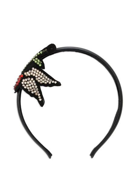  Red(v) Flower Embellished Headband - Black 