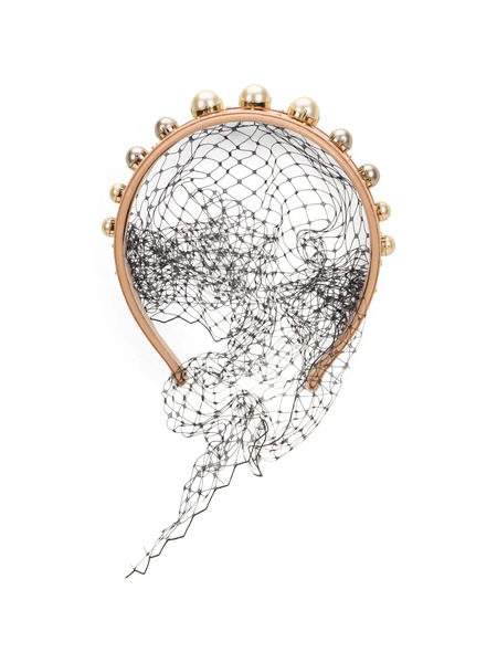  Red(v) Mesh Studded Hairband - Black 