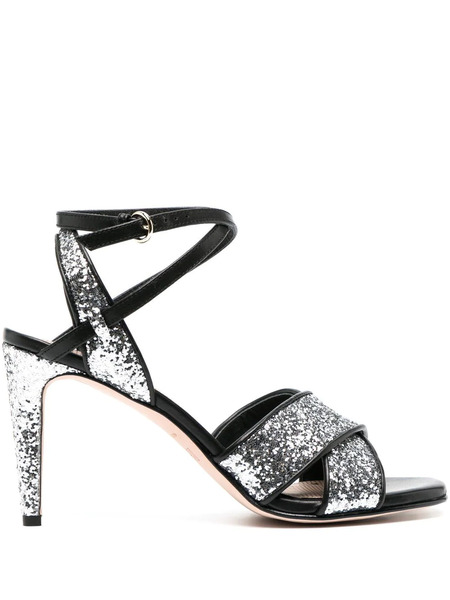  Red(v) 95mm Glitter Ankle-strap Sandals - Grey 