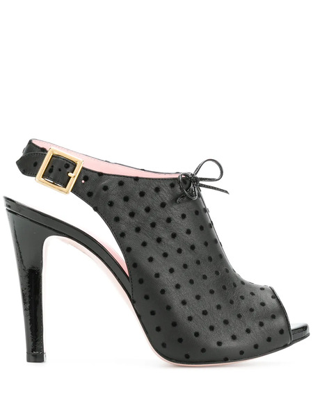  Red(v) 120mm Polka Dot Slingback Sandals - Black 
