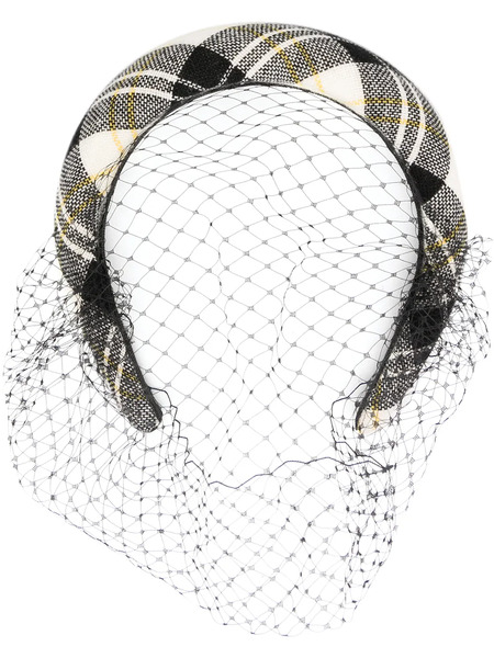  Red(v) Plaid Net Headband - Black 