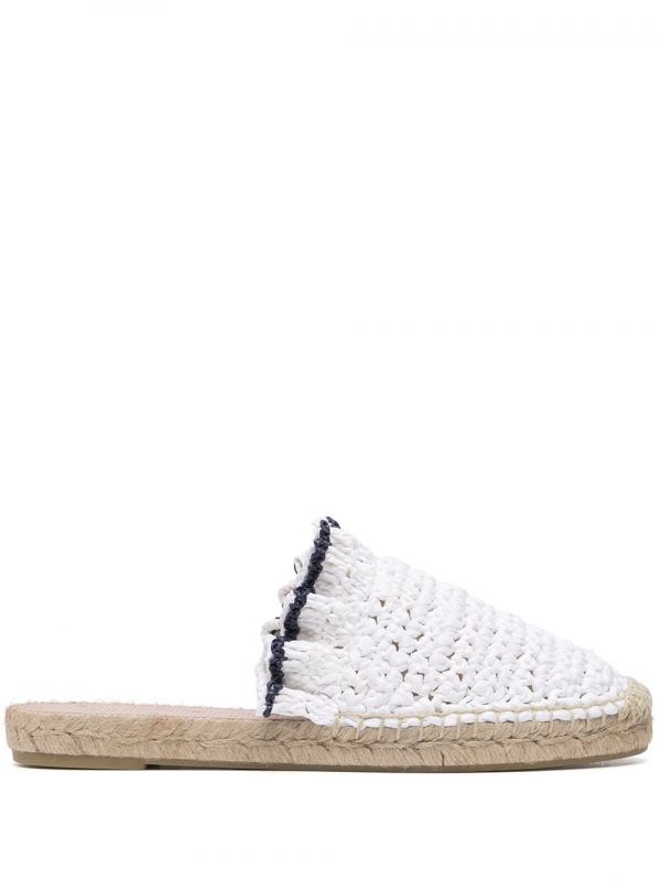  Red(v) Ruffle Trim Woven Espadrilles - White 