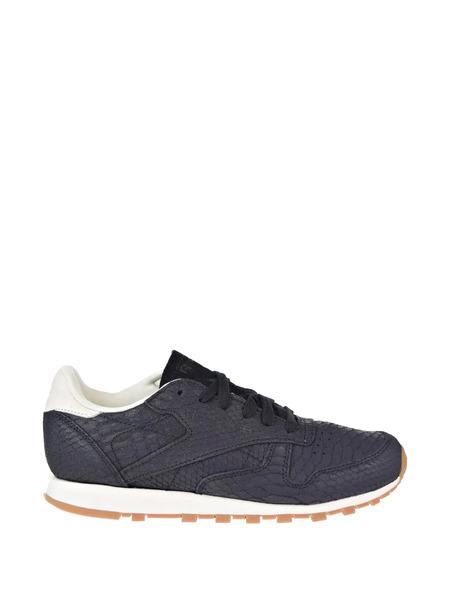  Reebok Classic Cl Textured Leather Sneakers - Black 