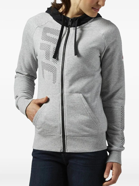  Reebok X Ufc Full Zip Hoodie Sweatshirt - Grey 