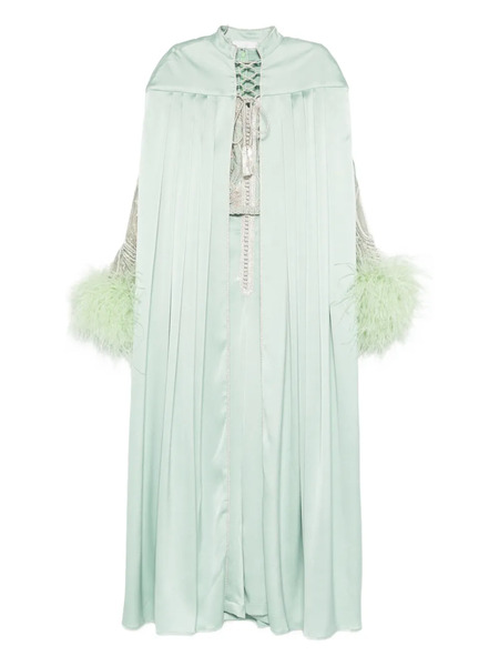  Reem Al Dhaheri Embroidered Feather-trimmed Jumpsuit - Green 