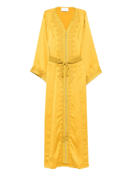  Reem Al Dhaheri Embroidered V-neck Midi Kaftan - Yellow 