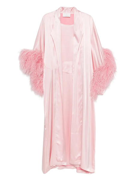  Reem Al Dhaheri Feather-trim Kaftan Set - Pink 