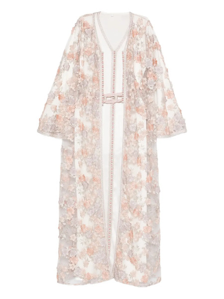 Reem Al Dhaheri Floral Embroidered Maxi Kaftan - White 