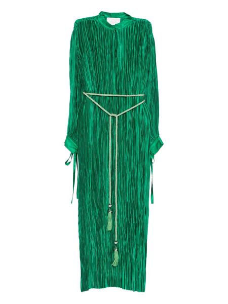  Reem Al Dhaheri Pleated Belted Maxi Dress - Green 