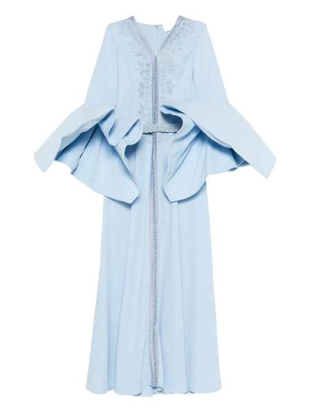  Reem Al Dhaheri Ruffled Embroidered Maxi Kaftan - Blue 