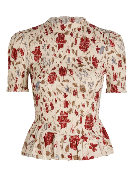  Reformation Aggie Floral Blouse - Neutrals 