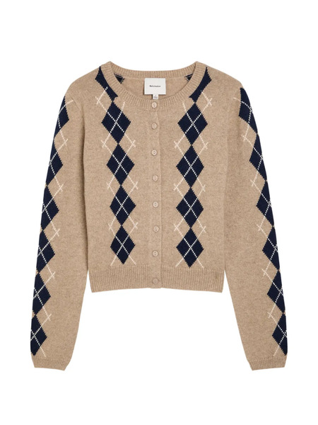  Reformation Clara Argyle Cashmere Jacket - Neutrals 
