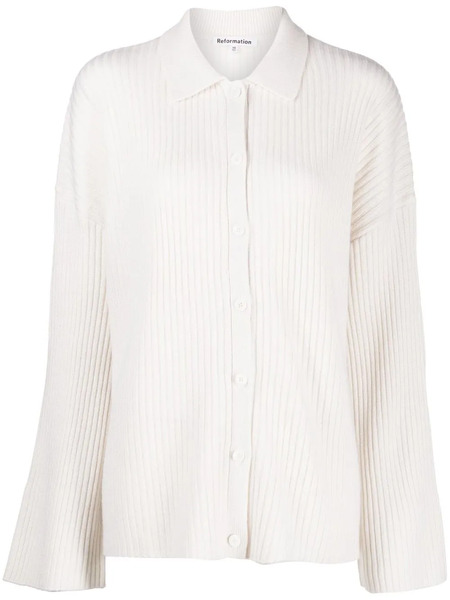  Reformation Fantino Cashmere Collared Cardigan - White 