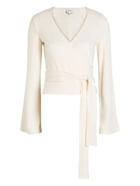  Reformation Kylen V-neck Long-sleeve Blouse - Neutrals 