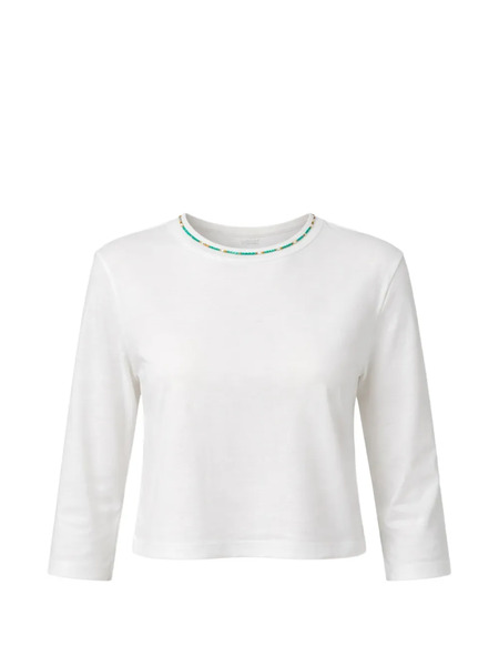  Reformation Lewis Beaded-neck T-shirt - White 