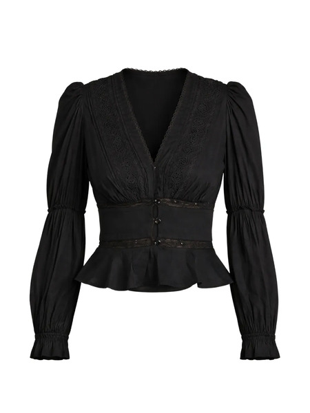  Reformation Meadowlark V-neck Blouse - Black 