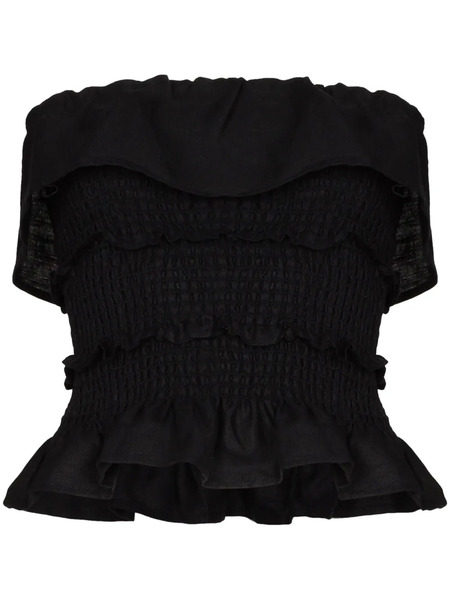  Reformation Millet Smocked Strapless Top - Black 