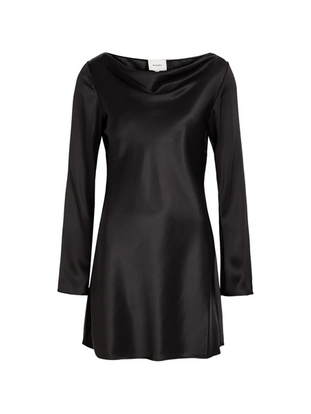  Reformation Mini Pike Satin Dress - Black 