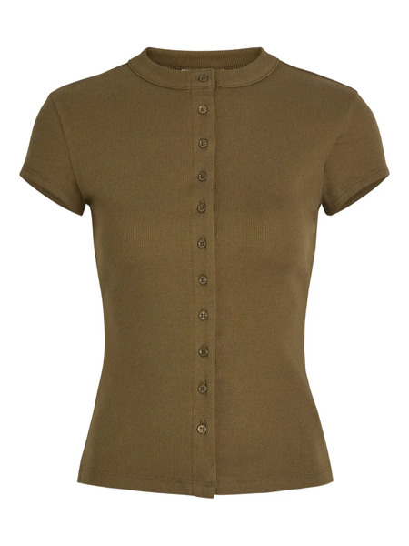  Reformation Raelynn Buttoned Ribbed Top - Green 