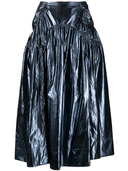  Rejina Pyo Anika Gathered Lamé Midi Skirt - Metallic 