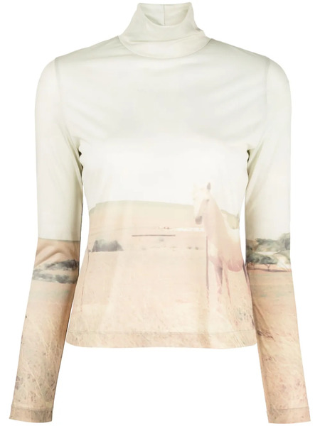  Rejina Pyo Bronte Graphic-print Mesh Top - Green 