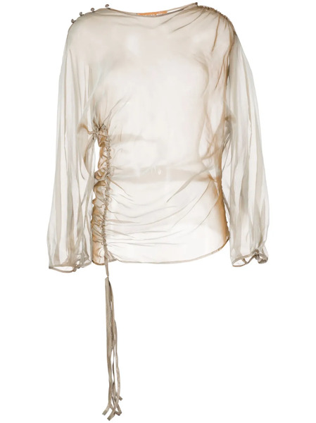  Rejina Pyo Ebba Sheer Silk Blouse - Grey 