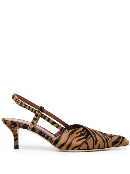  Rejina Pyo 50mm Leather Slingback Pumps - Brown 