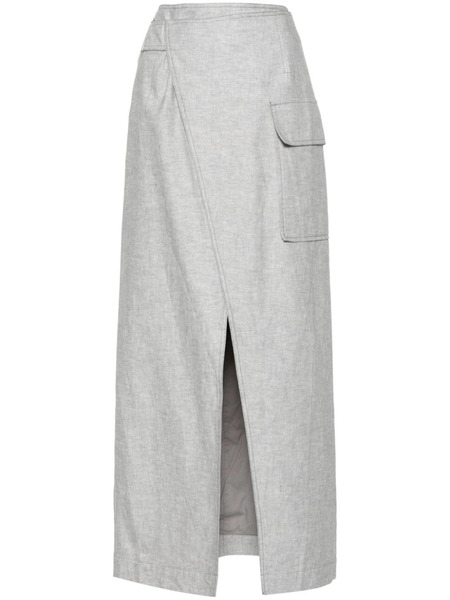  Remain Front-slit Maxi Skirt - Grey 