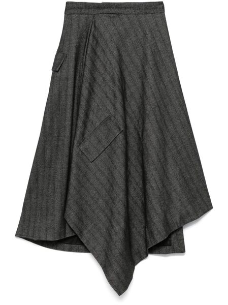  Remain Striped Draped Skirt - Grey 