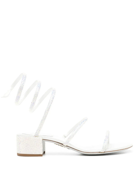  René Caovilla Cleo Embellished Leather Sandals - White 
