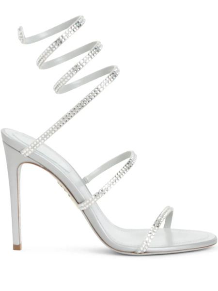  René Caovilla 105mm Cleo Satin Sandals - Silver 