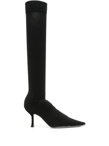  René Caovilla 70mm Crystal-embellished Knitted Boots - Black 
