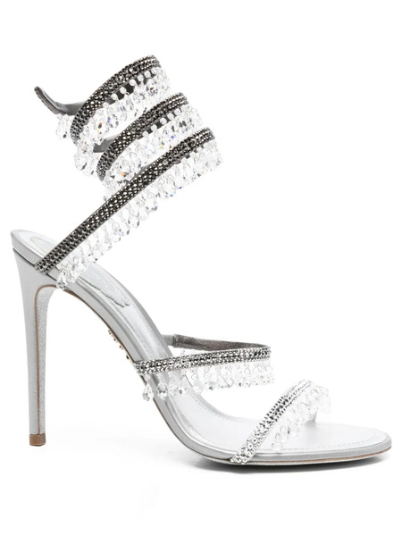  René Caovilla 105mm Crystal-embellished Spiral Sandals - Silver 