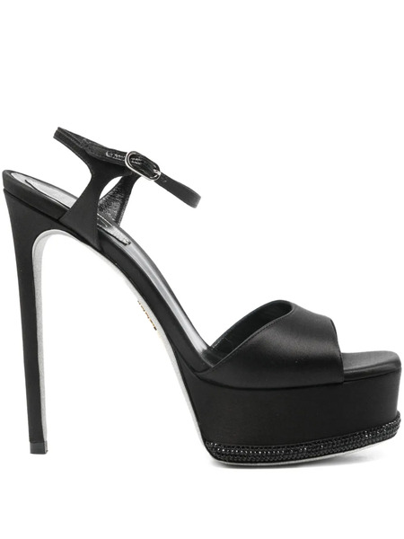  René Caovilla 150mm Embellished Platform Sandals - Black 