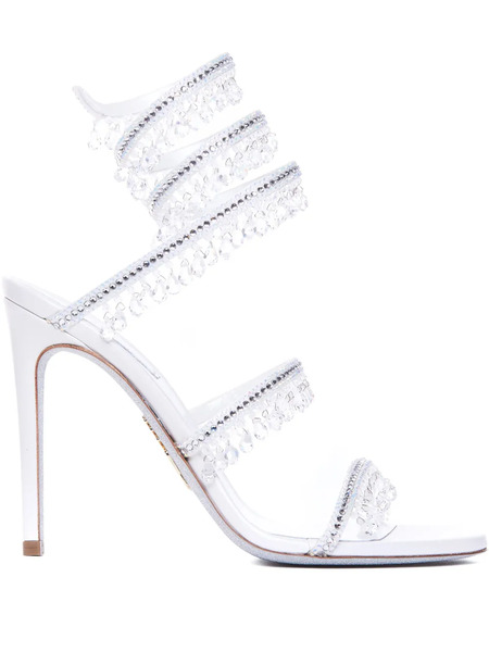  René Caovilla 105mm Leather Sandals - White 