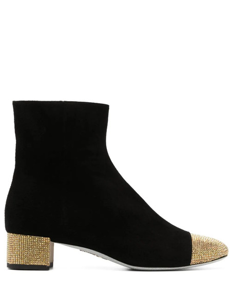  René Caovilla 40mm Rhinestone-embellished Suede Boots - Black 