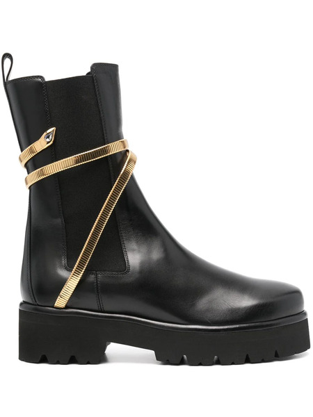  René Caovilla 45mm Snake-detail Boots - Black 