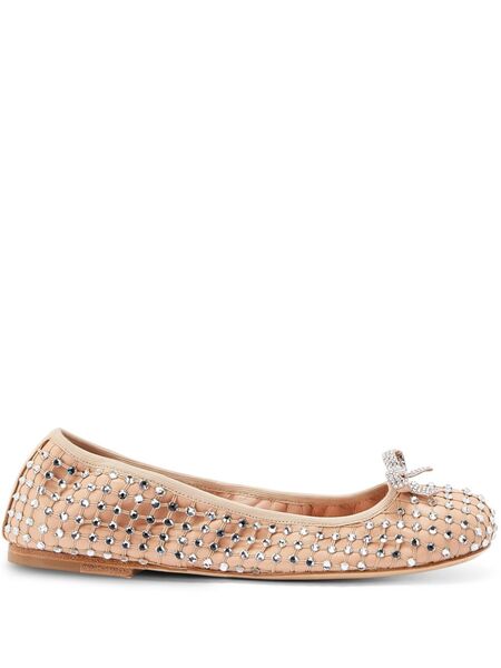  René Caovilla Rhinestone-embellished Ballerina Shoes - Neutrals 