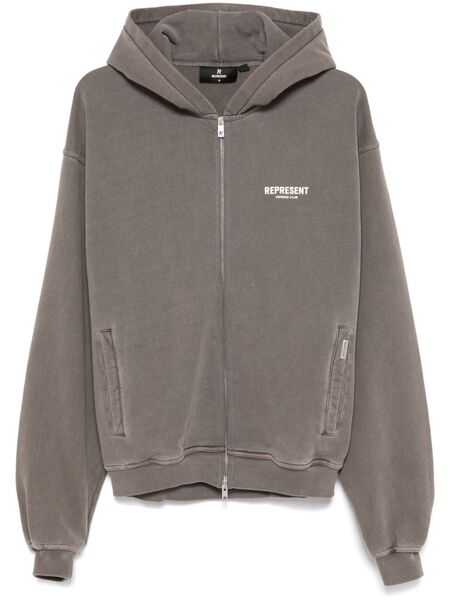  Represent Logo-print Hoodie - Grey 